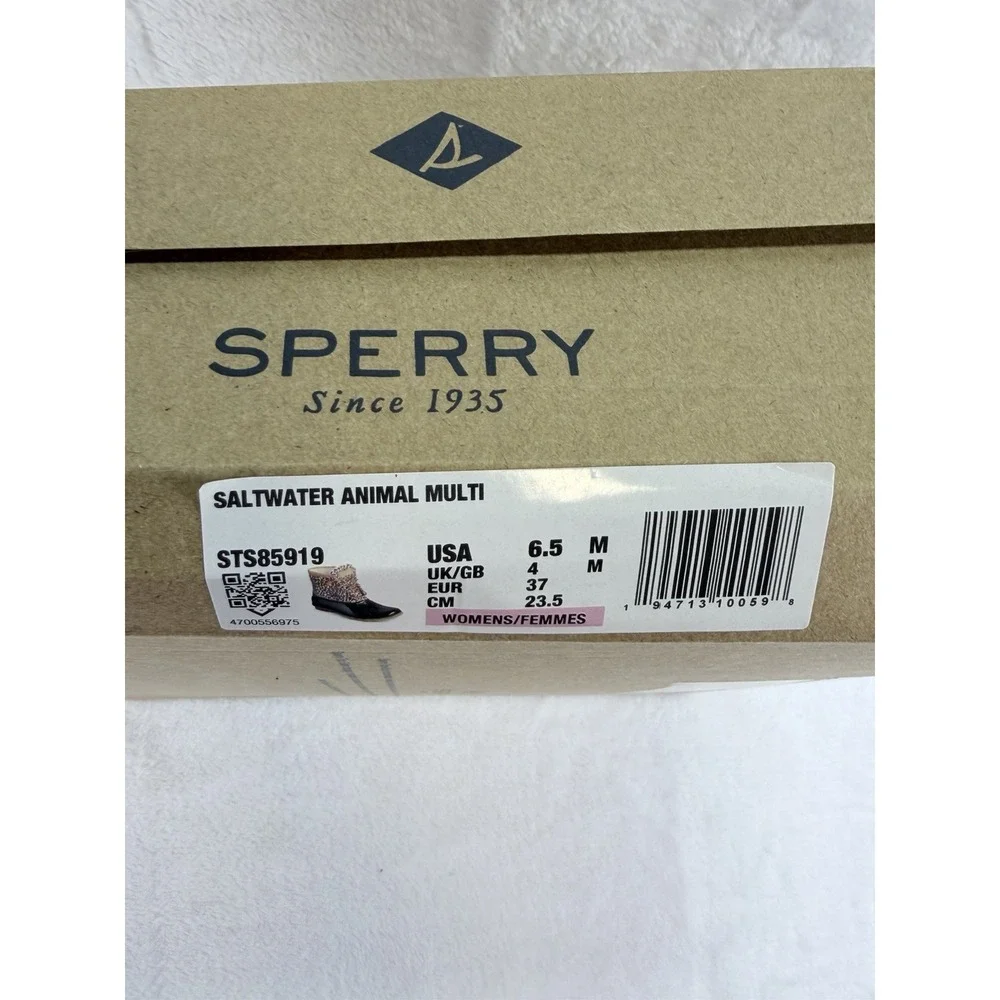Sperry Saltwater Duck Boots Womens 6.5 Leopard Print Animal Multi STS85919
